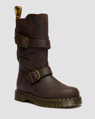 ANISTONE TWO STRAP CRAZY HORSE BIKER BOOTS