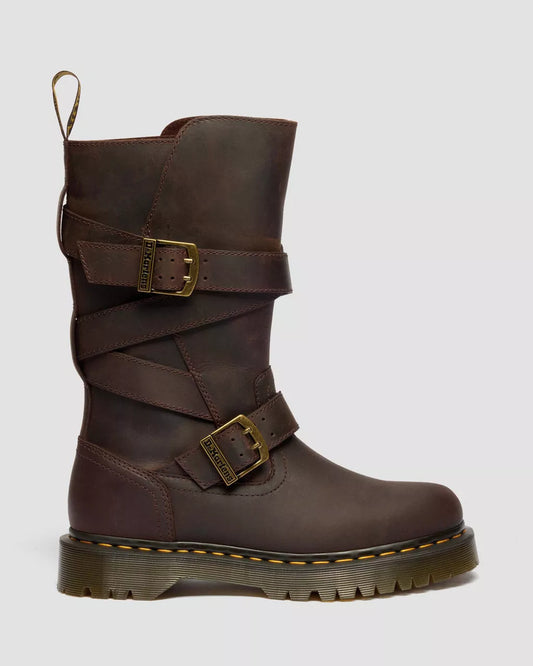 ANISTONE TWO STRAP CRAZY HORSE BIKER BOOTS