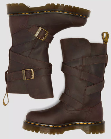 ANISTONE TWO STRAP CRAZY HORSE BIKER BOOTS