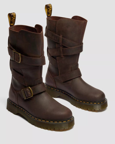 ANISTONE TWO STRAP CRAZY HORSE BIKER BOOTS