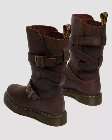 ANISTONE TWO STRAP CRAZY HORSE BIKER BOOTS