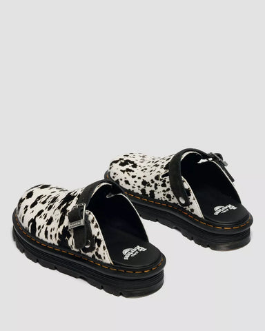ZEBZAG DALMATIAN HAIR ON LEATHER PLATFORM MULES