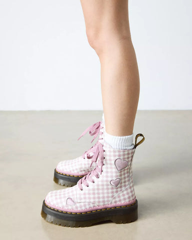JADON HEART GINGHAM PLATFORM BOOTS