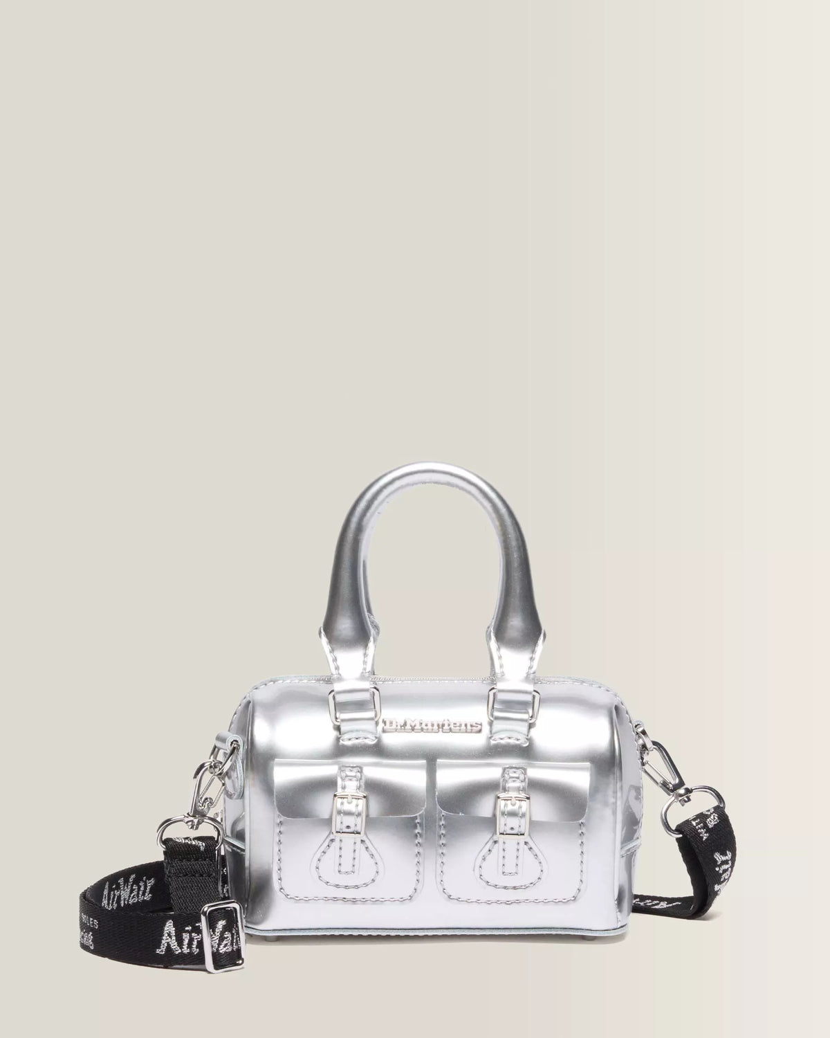 MINI TOP HANDLE SILVER METALLIC PATENT BAG