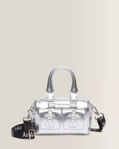 MINI TOP HANDLE SILVER METALLIC PATENT BAG