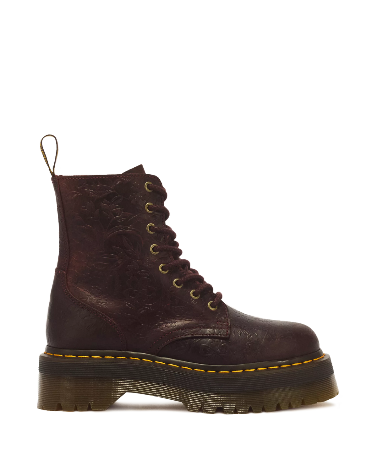 JADAON FLORAL EMBOSS CRAZY HORSE PLATFORM BOOTS