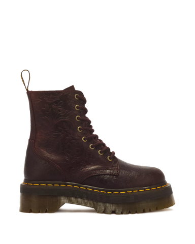 JADAON FLORAL EMBOSS CRAZY HORSE PLATFORM BOOTS