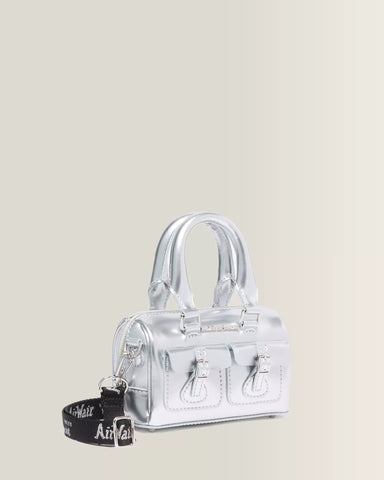 MINI TOP HANDLE SILVER METALLIC PATENT BAG