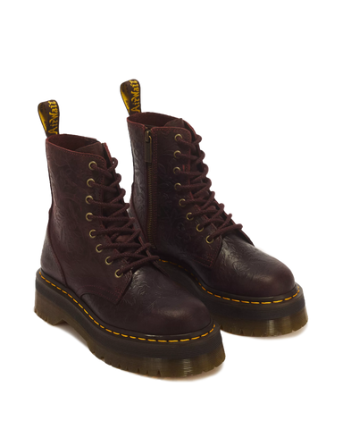 JADAON FLORAL EMBOSS CRAZY HORSE PLATFORM BOOTS