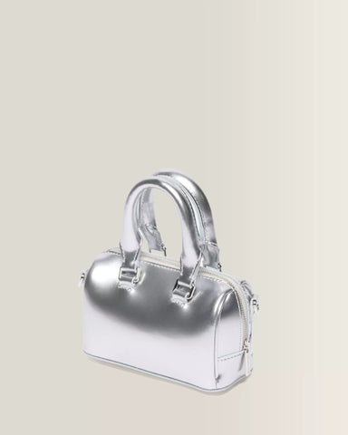 MINI TOP HANDLE SILVER METALLIC PATENT BAG