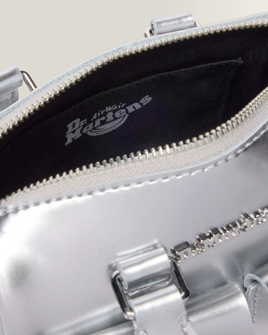 MINI TOP HANDLE SILVER METALLIC PATENT BAG